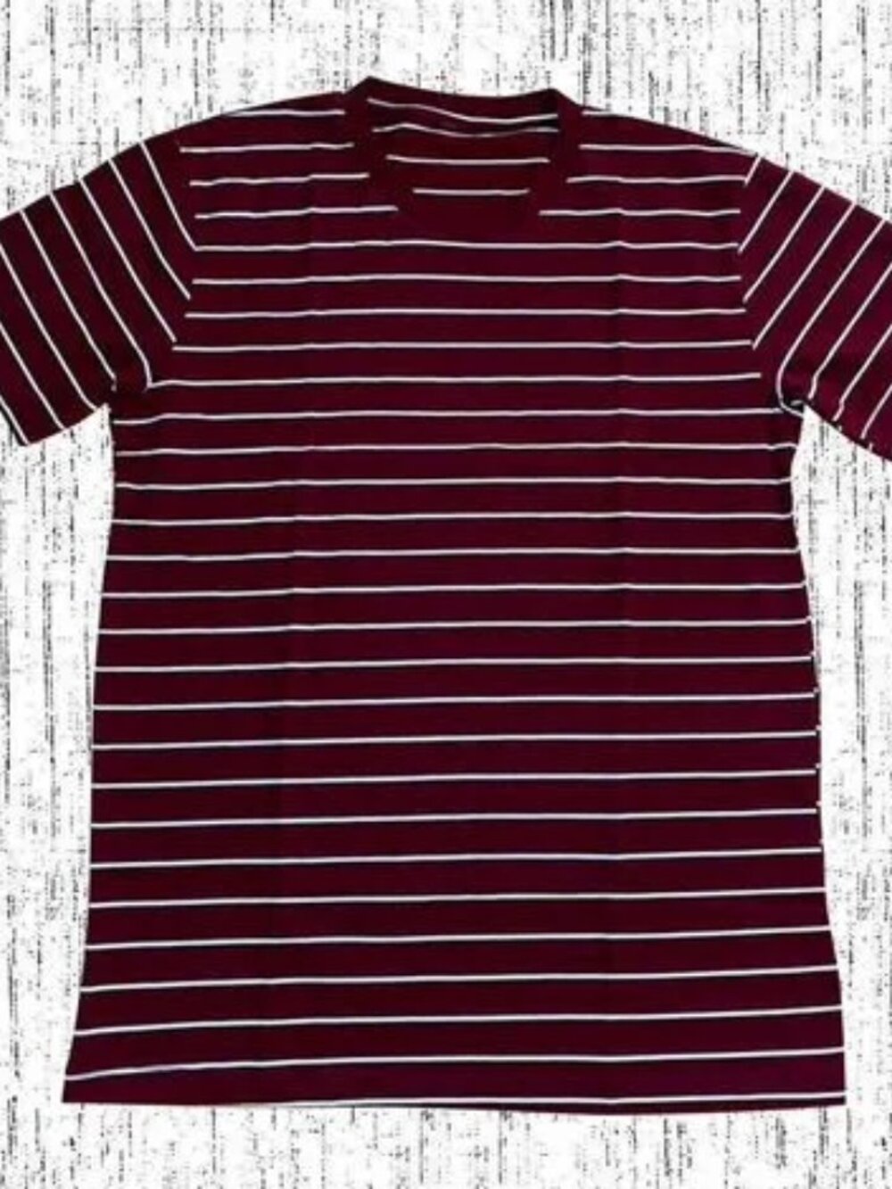 Burgundy White Striped T-Shirt